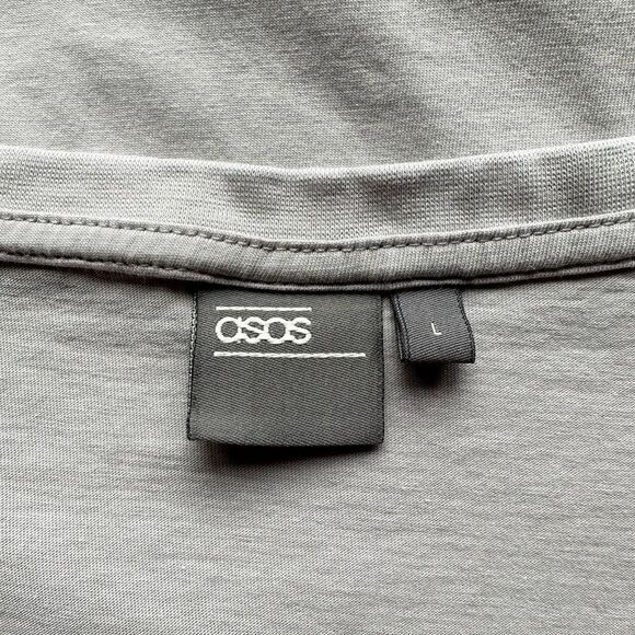 🔃Asos Gray Scoop Cut Neckline Cotton Short Sleeve Tee Shirt - Picture 3 of 5